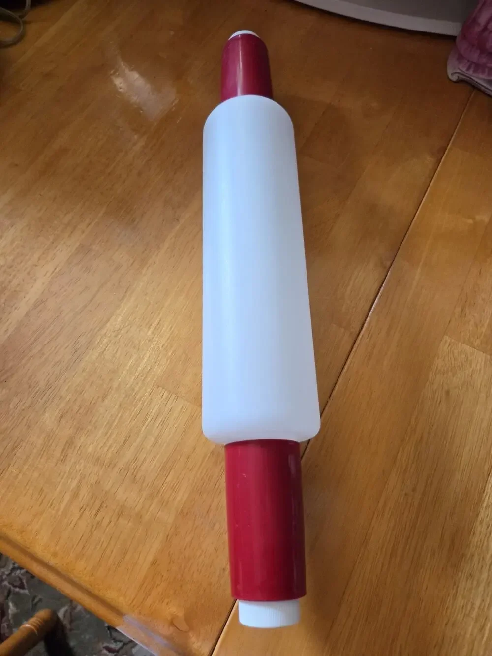 VTG Tupperware FILL N' CHILL Plastic Rolling Pin Red Handles & White 16”